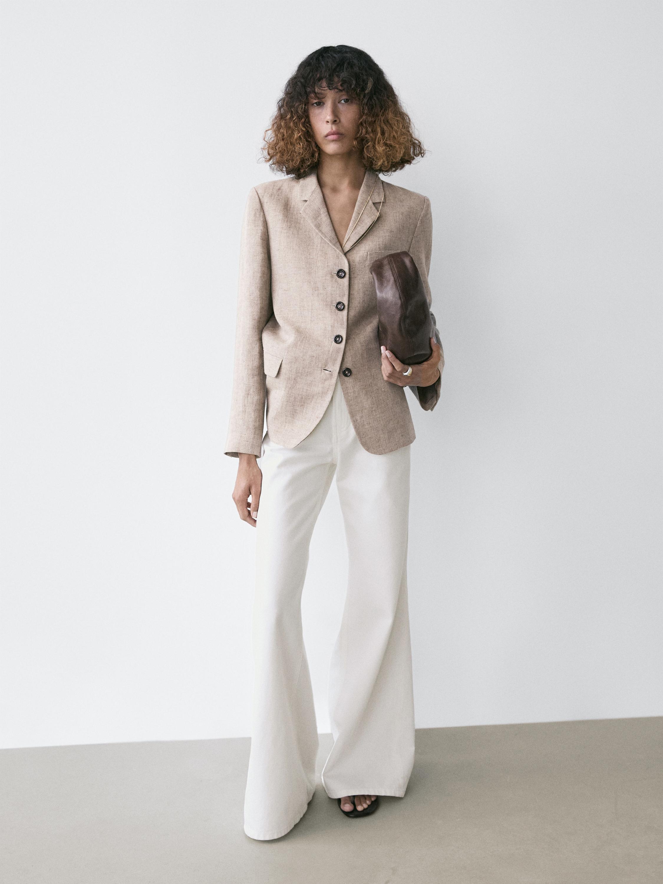 Veste de costume chinée 100 % lin